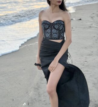 slate hand beaded corset