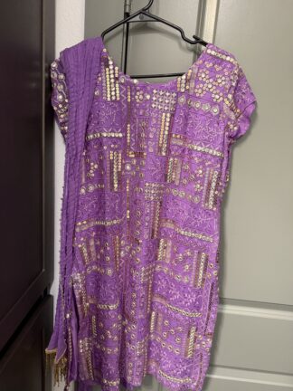 Purple Mirror-Work 3-Piece Suit – Handmade, Never Worn