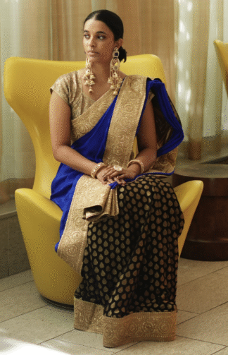 Royal Blue and Gold Saree