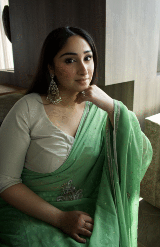 Mint Green Georgette Saree with Silver Detailing