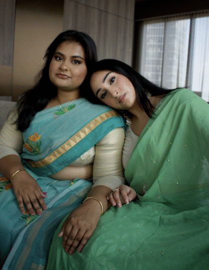 Mint Green Georgette Saree with Silver Detailing - Image 3