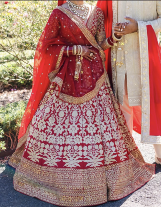 Classic Royal Red Bridal Lehenga with Embroidery and Matching Dupatta