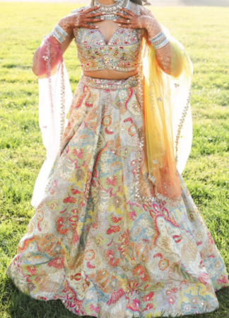 Exquisite Multi-Colored Embellished Lehenga Choli Set with Stunning Handwork