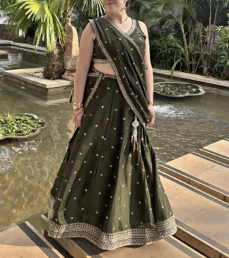 Green Wedding Guest Lehenga