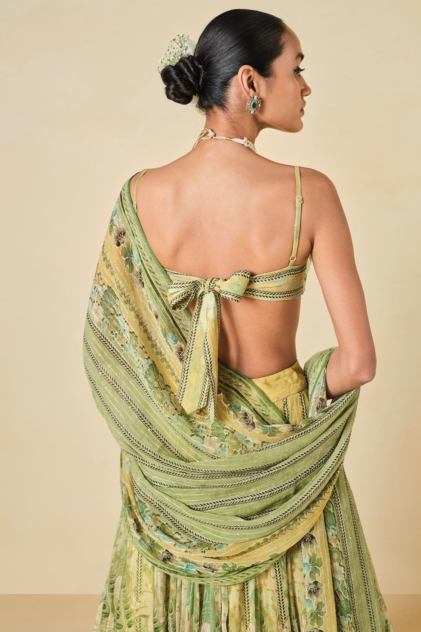 Anita Dongre - Myuna Sequin Georgette Lehenga - Sage - Image 8