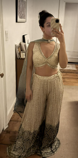 Gold Embellished Sharara Set with Dupatta