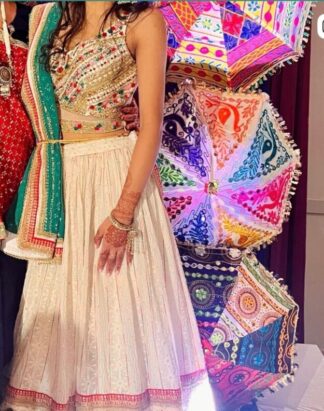 Multicolor Embroidered Lehenga Set for Garba/ Sangeet/ Mendhi/ Wedding
