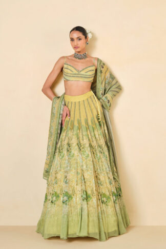 Anita Dongre - Myuna Sequin Georgette Lehenga - Sage