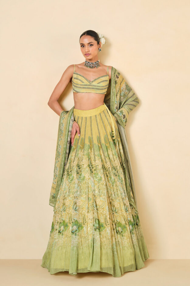 Anita Dongre - Myuna Sequin Georgette Lehenga - Sage