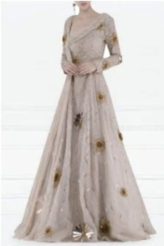 Dusty Pink Embroidered Drape Gown