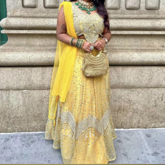 Sunshine Yellow Mirror Work Lehenga