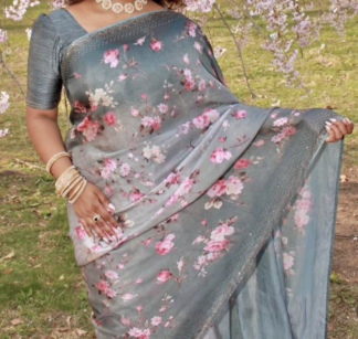 Floral Blossom Chiffon Saree