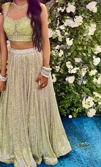 Prima Designer (Ahmedabad) pastel green lehenga reception set