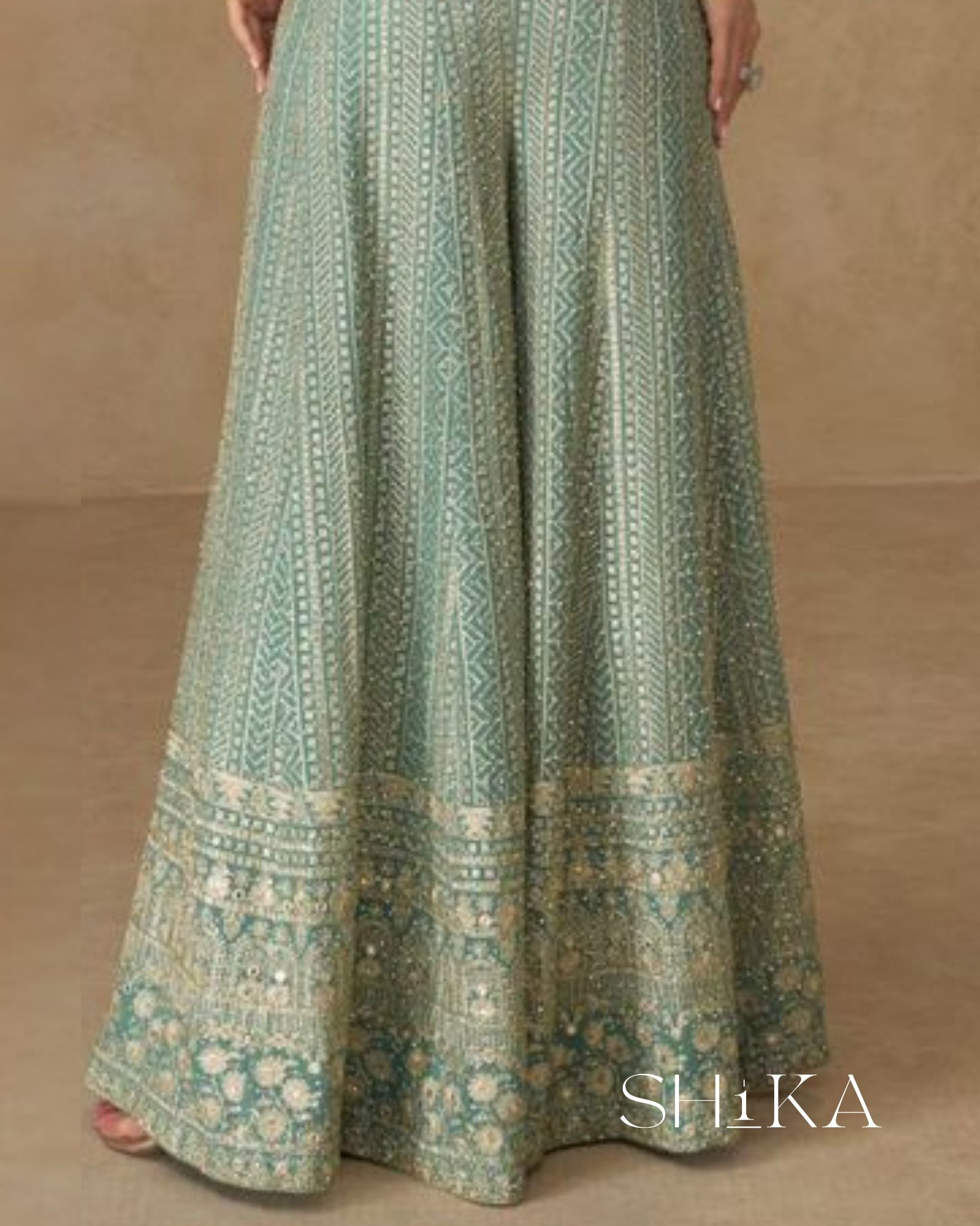 Shimmering Cascade Palazzo Set- Pistachio - Image 2