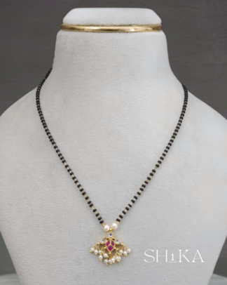 Bird Pendant Nalla Pusalu Necklace