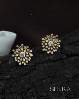 CZ Sunburst Stud Earrings