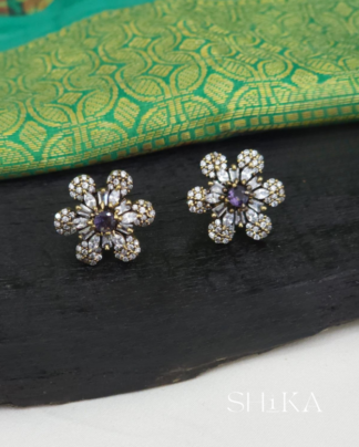 Victorian Moissanite Floral Stud Earrings