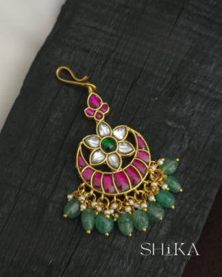 Floral Moon Jadau Kundan Tika