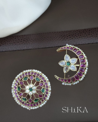 Kempu Floral Sun and Moon Hair Pins