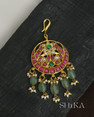 Floral Crest Jadau Kundan Tika