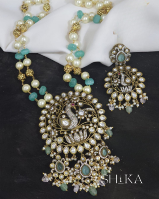 Victorian Peacock Mala Necklace Set