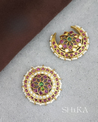 Kempu and Bead Sun and Moon Hair Pins