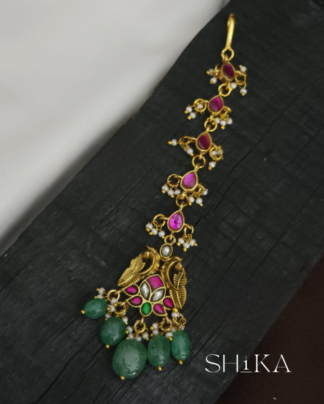 Twin Peacock Jadau Kundan Tika