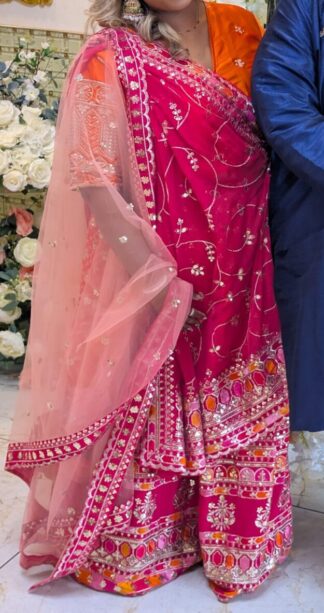 Hot Pink & Orange Lehenga