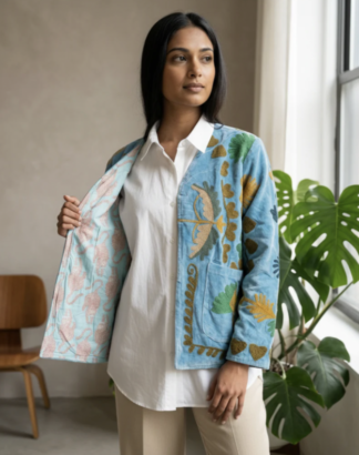 Suzani Embroidery Velvet Reversible Jacket