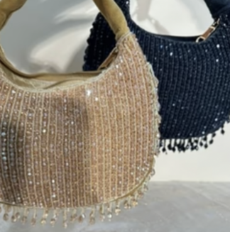 Crystal Hand-Beaded Tassel Bag