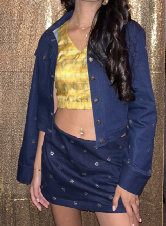 Raat Rani Embroidered Denim Skirt