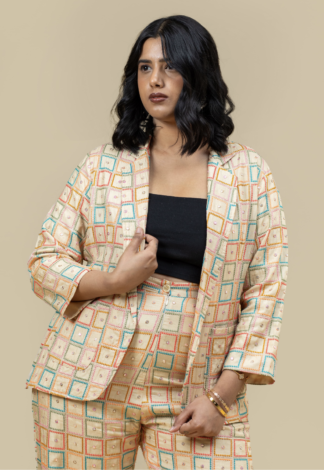 RANGEELA geometric sequin blazer