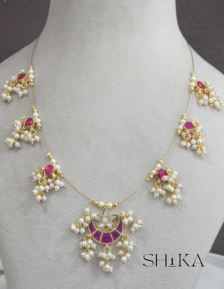 Cresent Jadau Kundan Invisible Necklace