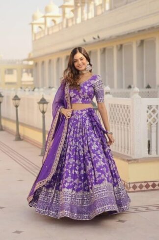 Purple Lehenga Choli & Dupatta Set