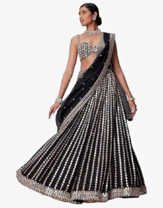 Extravaganzaa Indian Lehenga Black and Silver