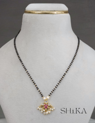 Bird Pendant Nalla Pusalu Necklace