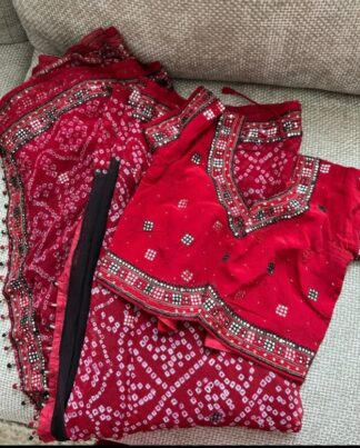 Handcrafted Red Bandhani Silk Sari