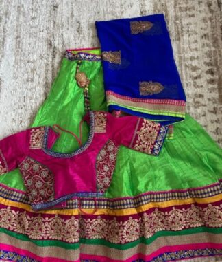 Vibrant Tri-Color Silk Lehenga Choli